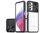 Custodia Galaxy A23, Custodia Ibrida In Tpu Trasparente Con Copertura Scorrevole Per Fotocamera Samsung Galaxy A23 4G/A23 5G Nero