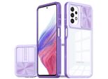 Custodia Galaxy A33 5G, Custodia Ibrida In Tpu Trasparente Con Copertura Scorrevole Per Fotocamera Samsung Galaxy A33 5G Viola