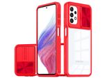 Custodia Galaxy A52, Custodia Ibrida In Tpu Trasparente Con Copertura Scorrevole Per Fotocamera Samsung Galaxy A52 5G/A52S 5G Rosso