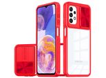 Custodia Galaxy A13, Custodia Ibrida In Tpu Trasparente Con Copertura Scorrevole Per Fotocamera Samsung Galaxy A13 4G/A13 5G/A04S/M13 4G Rosso