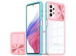 Custodia Galaxy A32 5G, Custodia Ibrida In Tpu Trasparente Con Copertura Scorrevole Per Fotocamera Samsung Galaxy A32 5G Rosa