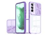 Custodia Galaxy S22 5G, Custodia Ibrida Trasparente In Tpu Con Copertura Scorrevole Per Fotocamera Samsung Galaxy S22 5G Viola