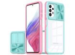 Custodia Galaxy A32 5G, Custodia Ibrida In Tpu Trasparente Con Copertura Scorrevole Per Fotocamera Samsung Galaxy A32 5G Azzurro