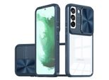 Custodia Galaxy S22+ 5G, Custodia Ibrida Trasparente In Tpu Con Copertura Scorrevole Per Fotocamera Samsung Galaxy S22+ / S22 Plus 5G Blu