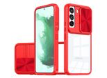 Custodia Galaxy S22 5G, Custodia Ibrida In Tpu Trasparente Con Copertura Scorrevole Per Fotocamera Samsung Galaxy S22 5G Rosso