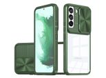 Custodia Galaxy S22 5G, Custodia Ibrida Trasparente In Tpu Con Copertura Scorrevole Per Fotocamera Samsung Galaxy S22 5G Verde