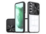 Custodia Galaxy S22+ 5G, Custodia Ibrida In Tpu Trasparente Con Copertura Scorrevole Per Fotocamera Samsung Galaxy S22+ / S22 Plus 5G Nero