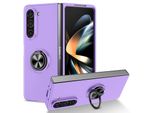 Custodia Rigida Sottile In Pc Per Samsung Galaxy Z Fold 5, Con Supporto Ad Anello Viola