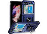 Custodia Per Samsung Galaxy Z Flip 5 A Doppio Strato Robusta, Protezione Militare Con Supporto Ad Anello E Supporto Blu