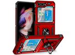Custodia Per Samsung Galaxy Z Flip 5 A Doppio Strato Robusta, Protezione Militare Con Supporto Ad Anello E Supporto Rosso