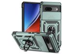 Custodia Per Google Pixel 7A A Doppio Strato Con Copertura Scorrevole Della Fotocamera E Supporto Ad Anello Verde