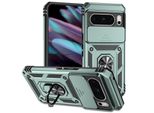 Custodia Per Google Pixel 8 Pro A Doppio Strato Con Copertura Scorrevole Della Fotocamera E Supporto Ad Anello Verde