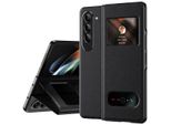 Custodia Sottile In Pelle Flip Per Samsung Galaxy Z Fold 5, Con Finestra Di Visualizzazione E Funzione Stand Lychee Nero