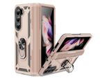 Custodia Per Samsung Galaxy Z Fold 5 A Doppio Strato Robusta, Protezione Militare Con Supporto Ad Anello E Supporto Oro