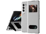 Custodia Sottile In Pelle Flip Per Samsung Galaxy Z Fold 5, Con Finestra Di Visualizzazione E Funzione Stand Lychee White