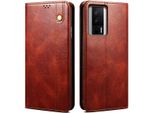 Custodia Per Xiaomi Poco F5 Pro / Redmi K60 / K60 Pro, Custodia Flip Wallet In Pelle Con Funzione Stand Rosso