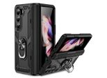 Custodia Per Samsung Galaxy Z Fold 5 A Doppio Strato Robusta, Protezione Militare Con Supporto Ad Anello E Supporto Nero