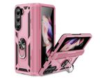 Custodia Per Samsung Galaxy Z Fold 5 Robusta A Doppio Strato, Protezione Militare Con Supporto Ad Anello E Supporto Oro Rosa