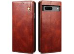 Custodia Per Google Pixel 7A, Custodia Flip In Pelle Con Funzione Stand Rosso