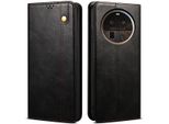 Custodia Per Oppo Find X6 Pro, Custodia In Pelle Flip Wallet Con Funzione Stand Nero