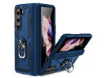 Custodia Per Samsung Galaxy Z Fold 5 A Doppio Strato Robusta, Protezione Militare Con Supporto Ad Anello E Supporto Blu