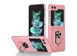 Custodia Per Samsung Galaxy Z Flip 5, Robusta Custodia Rigida In Pc, Antiurto, Con Supporto Ad Anello E Supporto Rosa