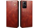Custodia Per Xiaomi Redmi Note 12S, Portafoglio In Pelle Flip Case Con Funzione Stand Rosso
