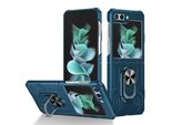 Custodia Per Samsung Galaxy Z Flip 5, Robusta Custodia Rigida In Pc, Antiurto Con Supporto Ad Anello E Supporto Blu Scuro