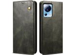 Custodia Per Xiaomi 13 Lite, Custodia In Pelle Flip Wallet Con Funzione Stand Verde