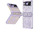 Custodia Per Samsung Galaxy Z Flip 4 5G Custodia Protettiva Galvanizzata Con Protezione Della Cerniera Viola