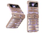 Custodia Per Samsung Galaxy Z Flip 3 5G, Custodia Galvanizzata Trasparente Con Protezione Della Cerniera Oro Rosa