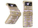Custodia Per Samsung Galaxy Z Flip 4 5G, Custodia Trasparente Galvanizzata Con Protezione Della Cerniera Oro