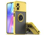 Custodia Per Xiaomi Poco M4 5G Opaca Traslucida In Tpu Con Supporto Ad Anello E Stand Giallo