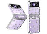 Custodia Trasparente Per Samsung Galaxy Z Flip 3 5G, Custodia Galvanizzata Con Motivo A Stella E Protezione Della Cerniera Argento