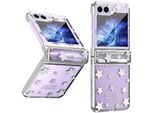 Custodia Trasparente Per Samsung Galaxy Z Flip 5, Custodia Galvanizzata Con Motivo A Stella E Protezione Della Cerniera Argento