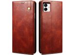 Custodia Per Samsung Galaxy A04 4G, Custodia In Pelle Flip Wallet Con Funzione Stand Rosso