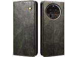 Custodia Per Oppo Find X6 Pro, Custodia In Pelle Flip Wallet Con Funzione Stand Verde