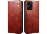 Custodia Per Xiaomi Redmi Note 12 Pro+ 5G, Custodia In Pelle Flip Wallet Con Funzione Stand Rosso