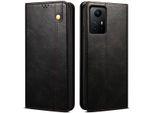 Custodia Per Xiaomi Redmi Note 12S, Portafoglio In Pelle Flip Case Con Funzione Stand Nero