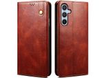 Custodia Per Samsung Galaxy M14, Custodia In Pelle Flip Wallet Con Funzione Stand Rosso