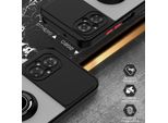 Custodia Per Xiaomi Poco M4 5G Opaca Traslucida In Tpu Con Supporto Ad Anello E Supporto Nero Rosso