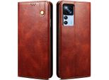 Custodia Per Xiaomi 12T / 12T Pro / Redmi K50 Ultra, Custodia In Pelle Flip Wallet Con Funzione Stand Rosso