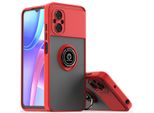 Custodia Per Xiaomi Poco M4 5G Opaca Traslucida In Tpu Con Supporto Ad Anello E Supporto Rosso