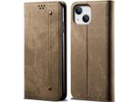 Custodia Per Iphone 15, Custodia A Portafoglio In Pelle Con Chiusura Magnetica E Supporto Khaki