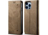 Custodia Per Iphone 15 Pro, Custodia A Portafoglio In Pelle Con Chiusura Magnetica E Supporto Khaki