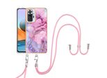 Custodia Con Cinturino Per Xiaomi Redmi Note 10 Pro / Note 10 Pro Max, Paraurti In Tpu A Fantasia, Custodia Protettiva Con Cinturino Regolabile Rosa
