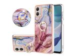 Custodia Per Motorola Moto G53, Custodia Protettiva In Silicone Tpu A Fantasia Con Supporto Ad Anello Oro Rosa
