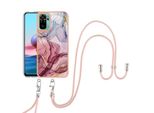 Custodia Con Cinturino Per Xiaomi Redmi Note 10S / Note 10 4G, Paraurti In Tpu A Fantasia, Custodia Protettiva Con Cinturino Regolabile Oro Rosa