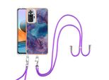 Custodia Con Cinturino Per Xiaomi Redmi Note 10 Pro / Note 10 Pro Max, Paraurti In Tpu A Fantasia, Custodia Protettiva Con Cinturino Regolabile Viola