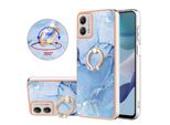Custodia Per Motorola Moto G53, Custodia Protettiva In Silicone Tpu Bumper A Fantasia Con Supporto Ad Anello Blu
